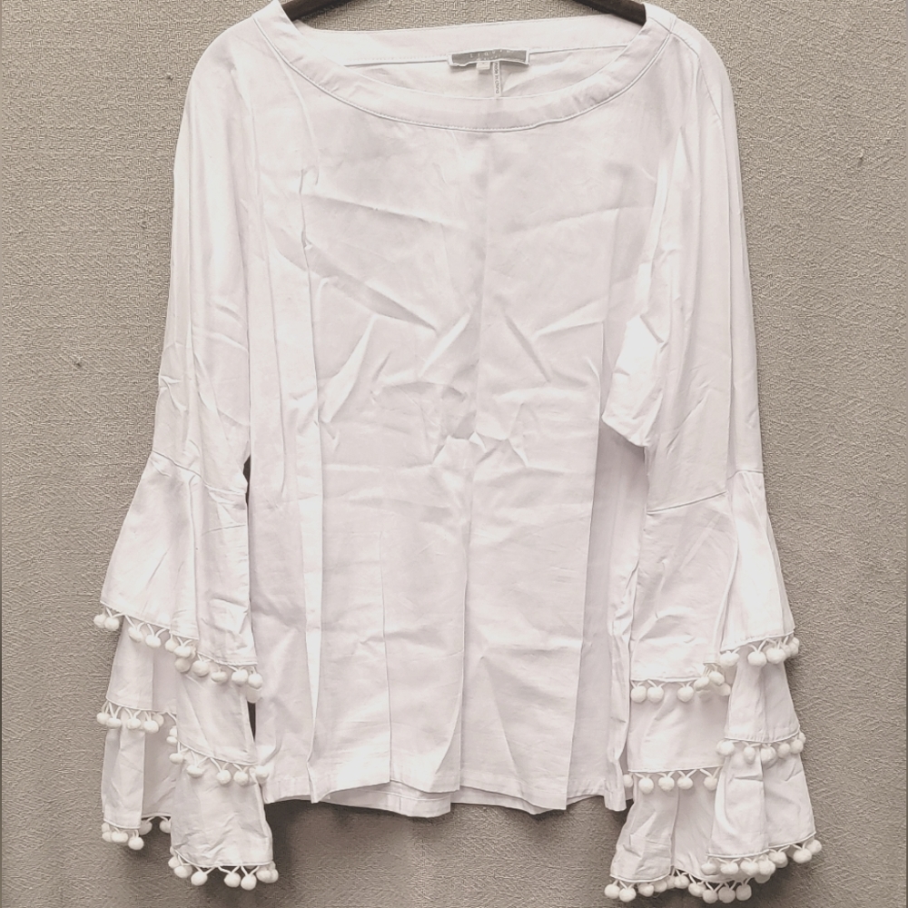Pom Pom Sleeve Blouse